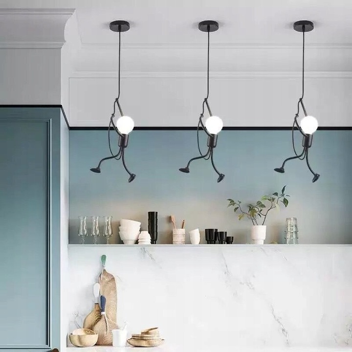 Плафониера Loft, хуманоидна LED, черна, 10x25x6см