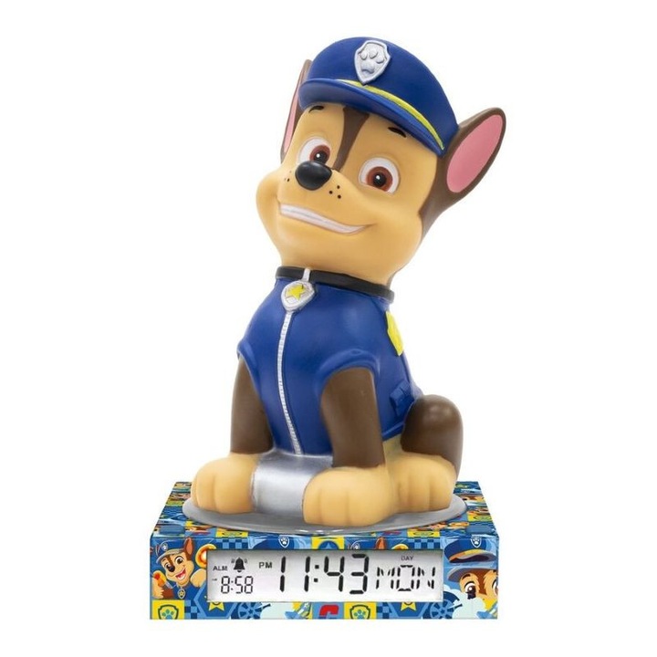 3D нощна лампа PSI PATROL CHASE, многоцветна, 21,5x13,5x13см, с функция за часовник и амбиентно осветление