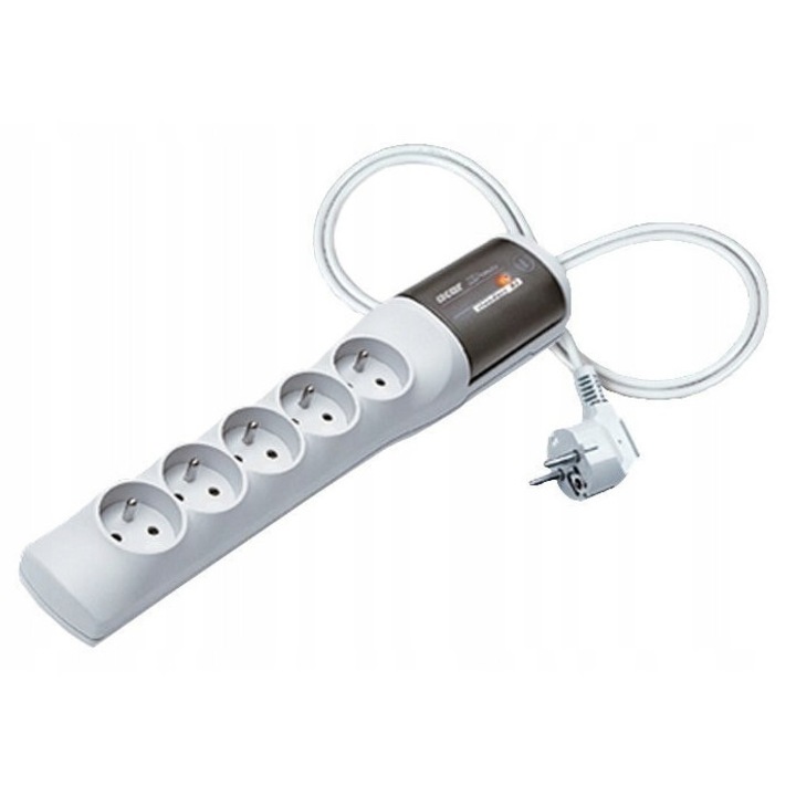 Prelungitor HSK DATA, 5 gniazd, 10A, 2300W, 1,5m, gri