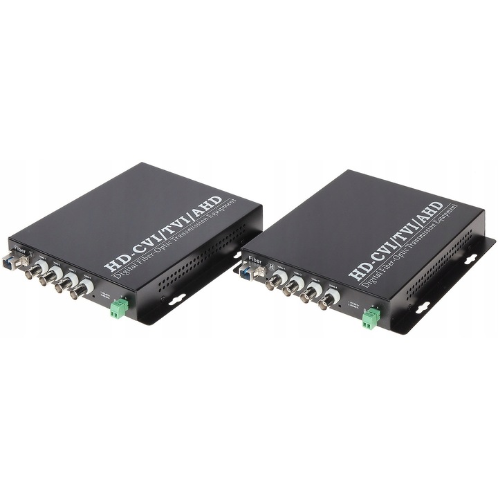 Convertor video fibra optica 4x video, 20 km, SC, AHD/HD-CVI/HD-TVI/PAL