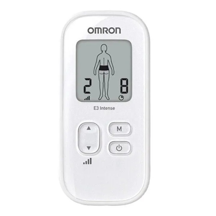Electrostimulator Omron E3 Intense, 15 niveluri, 2 electrozi, alb, 5,2x2,5x11,2cm
