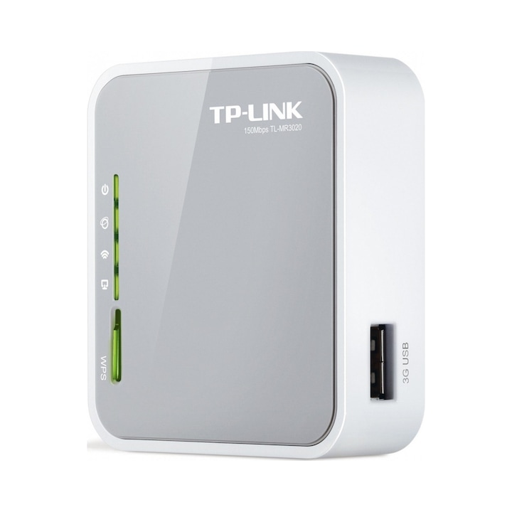 TP-Link TL-MR3020 hordozható router, utazó router, 3G/4G USB modem kompatibilis, mini-USB 5V/1A tápellátás, fehér/szürke