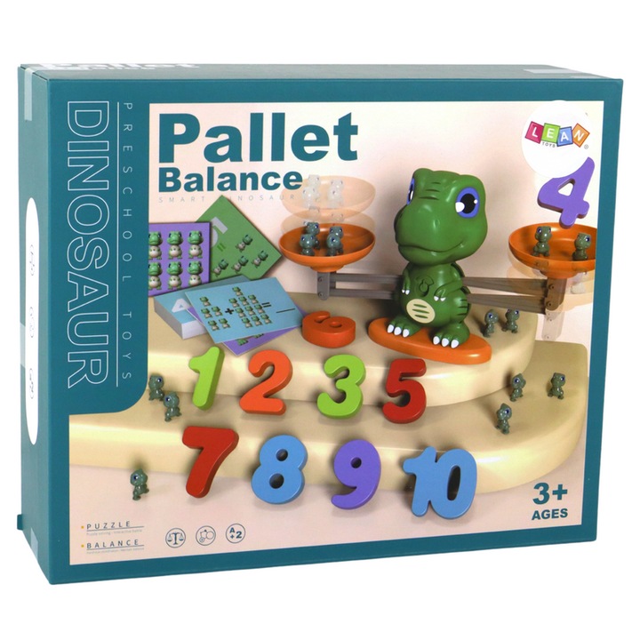 Образователна игра, LEAN TOYS, 30 карти, 19 динозавъра, 10 числа, 3 години