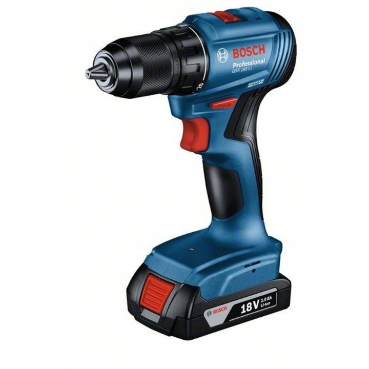 Bosch GSR 185-Li fúró-csavarozó, 18V, 2x 2Ah, 21/50Nm, 0-1900/perc, 1,5x13mm