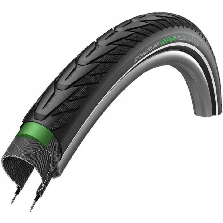 Schwalbe Energizer Plus gumiabroncs, Addix E-Compound keverékkel, Green Guard defektvédelemmel, fényvisszaverő csíkkal, e-bike kompatibilis, 28 x 2,15 (55-622), fekete, 1 db