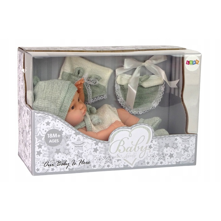 Кукла бебе с аксесоари LEAN Toys, 30 см, зелена, комплект