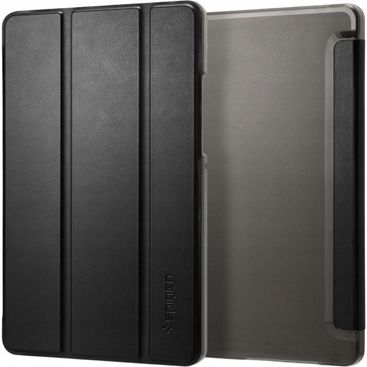 Etui Spigen Smart Fold pentru Samsung Galaxy Tab A11/A9, negru, eco-piele, functie Stand, dimensiuni 21,07x12,27cm
