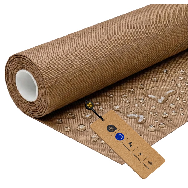Tesatura Impermeabila din Poliester, LOMIQ, 100x150cm, Cremos, 366g/m2, Material Textil pentru Tapiterie de Exterior, Copertine, Panza, Mobilier de Gradina, Corturi, Rucsacuri