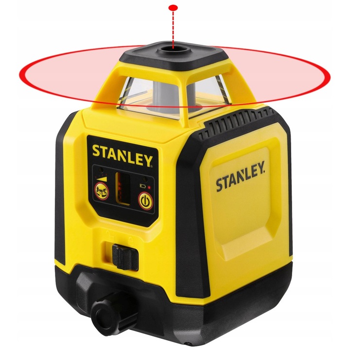 Stanley 360° forgó lézeres szintező, piros, 30m + 0,97x1,6m alumínium állvány + 2,4m alumínium mérőléc