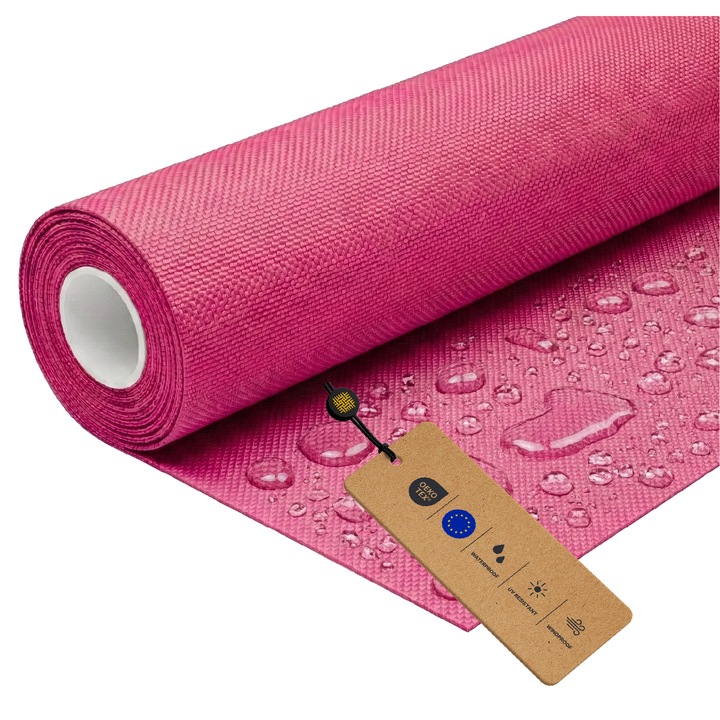 Tesatura Impermeabila din Poliester, LOMIQ, 100x150cm, Roz, 366g/m2, Material Textil pentru Terasa, Tapiterie de Exterior, Copertine, Panza, Mobilier de Gradina, Corturi, Rucsacuri