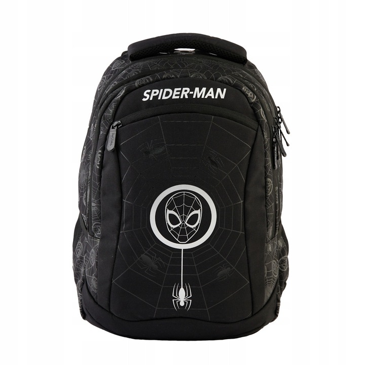 Pókember iskolatáska, BeUniq, 3 rekeszes, többszínű, 41x30x20cm, 24l