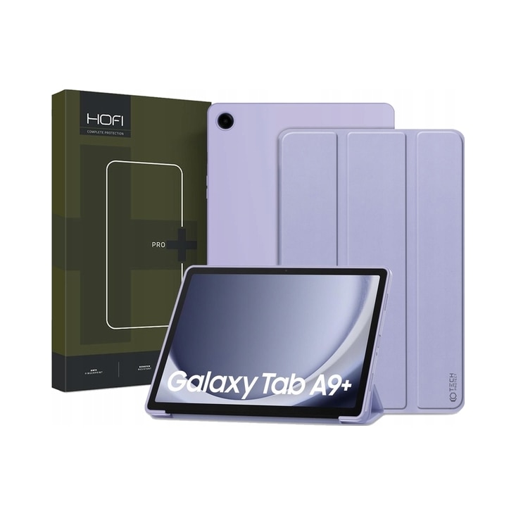 Etui Tech-Protect SmartCase pentru Samsung Galaxy Tab A9+ 11.0 (X210/X215/X216), cu functie wake/sleep, include sticla protector Hofi Glass Pro+ 9H, violet, 252 x 163 mm