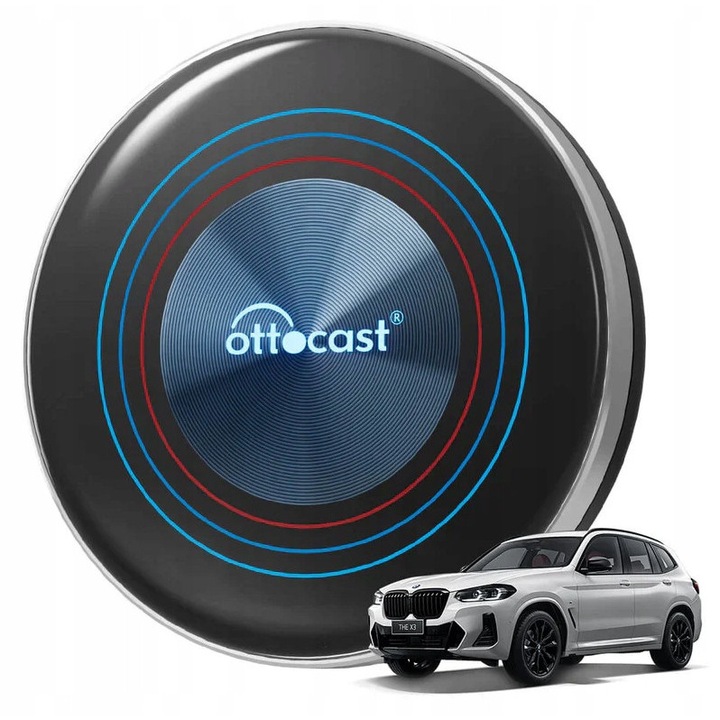 Adapter wireless OttoAibox i3 pentru BMW iDrive, 64GB, Bluetooth, Android Auto/CarPlay, 80x20.5mm, set complet