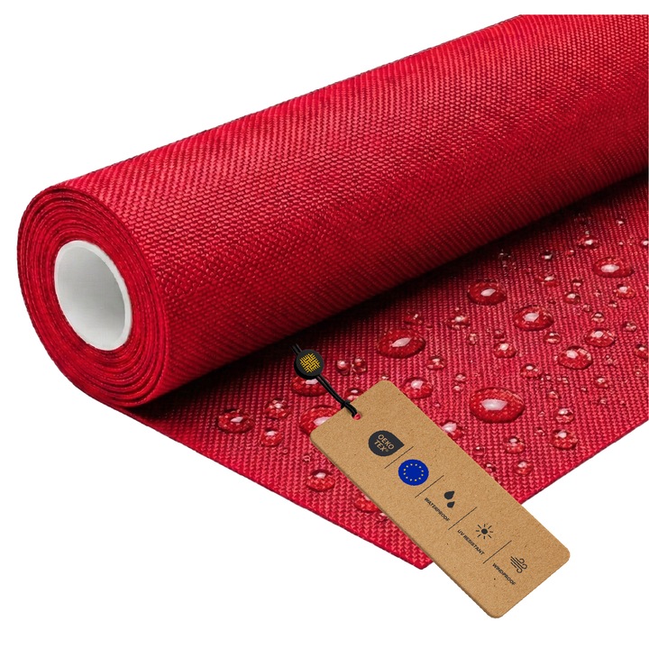 Tesatura Impermeabila din Poliester, LOMIQ, 100x150cm, Rosu, 366g/m2, Material Textil pentru Terasa, Tapiterie de Exterior, Copertine, Panza, Mobilier de Gradina, Corturi, Rucsacuri