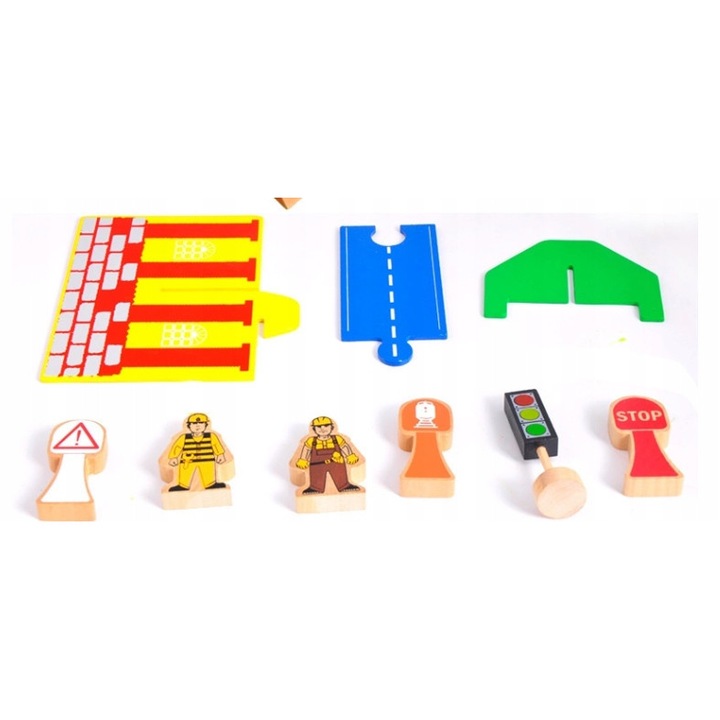 Játékvonatok, Martom, 80 elemes készlet, 86x40x20cm méretű, fából