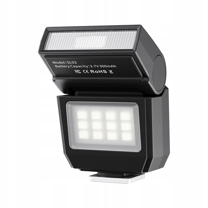 Ulanzi SL03 Spark Lite vaku/villanófény, 2 az 1-ben (GN8 vaku és 5600K LED panel), 4 teljesítményfokozat, USB-C töltés, fekete, 1 db