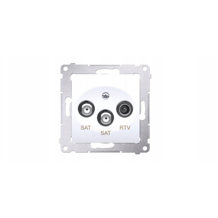 Gniazdo antena dublu Kontakt-Simon, 3 prize, 5-2400 MHz, alb
