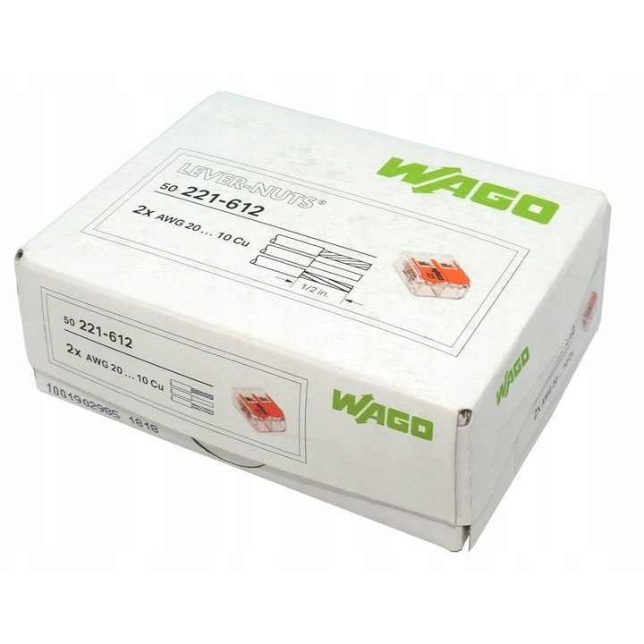 Conector electric Wago 221-612 transparent 16x10x21mm set 50 buc