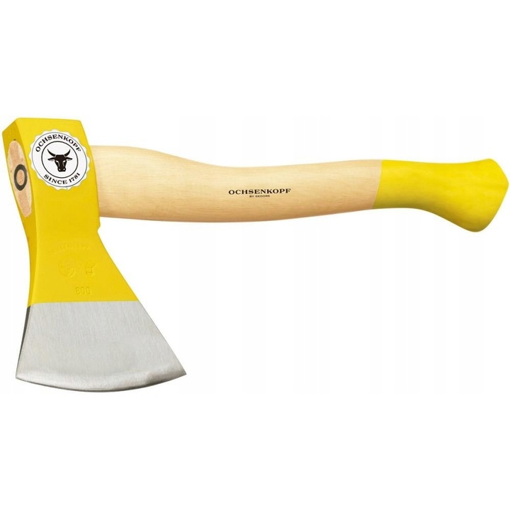 Topor lesny Ochsenkopf, 1000 g, lama polerata, maner din lemn de esenta tare, 41 cm, galben