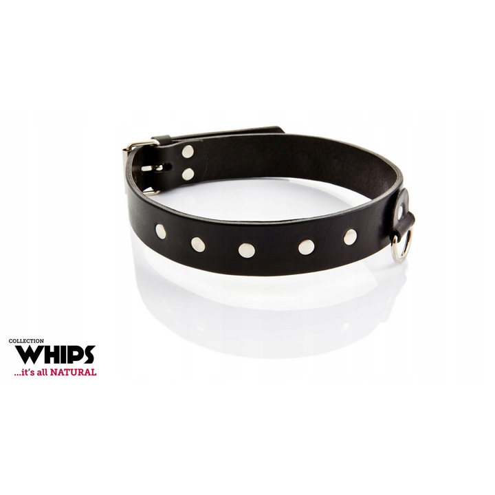 Bőr nyakörv, férfi, Whips, fekete