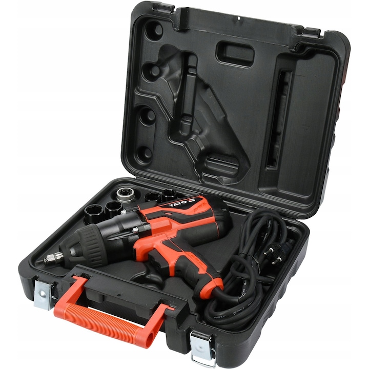 Cheie impact electrica Yato 1020W 600Nm, 1/2", set cu 4 accesorii, 17x22mm