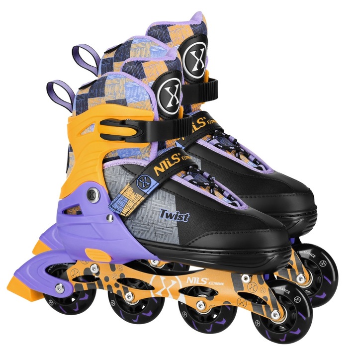 Rolki reglabile Nils Extreme, set pentru copii, multicolor, 62x70mm