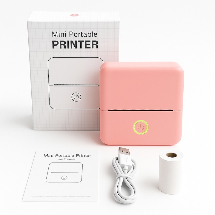 Термичен принтер Love Instant X6, розов, 50x53 мм, комплект със стартова хартия