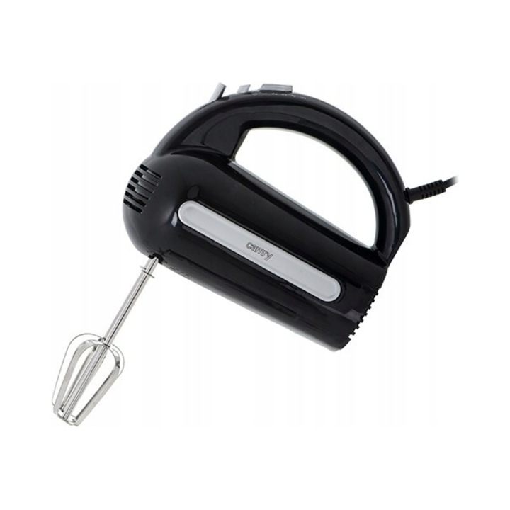 Mixer de mana / batedor Camry CR 4218, 300W (max 800W), 5 viteze cu functie Turbo, teluri si carlige din otel inoxidabil, Negru, 11.5x25.5x19.5 cm
