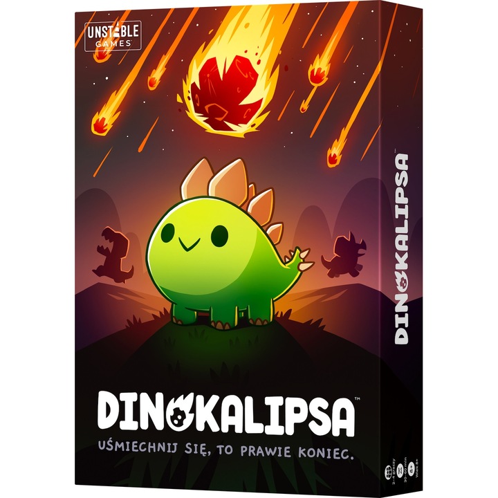 Joc de societate Dinokalipsa, 97 carti, 4 pionki, 4 tablouri dinozaur, Rebel