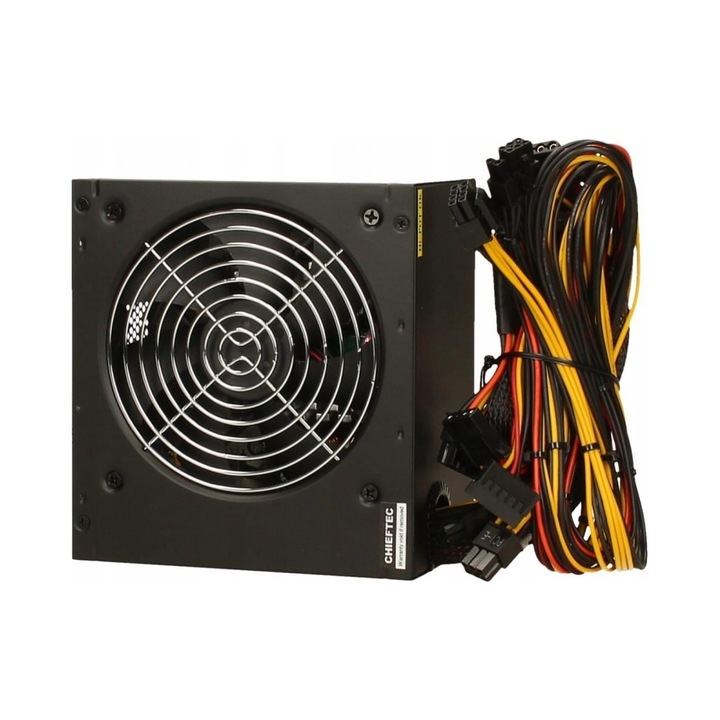 Sursa de alimentare PC Chieftec GPS-600A8, 600W, ATX-12V, ventilator 120mm, aPFC, conectori 20+4 pini, 4+4 ATX12V, 2x PCI-E 6+2, 4x SATA, 2x Molex, Negru, 1 buc