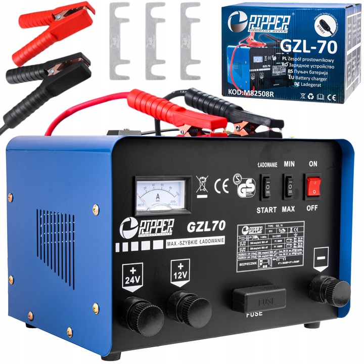 Redresor auto Ripper GZL-70 12V/24V, 60A, 200A rozruc, 50-500Ah, 8kg