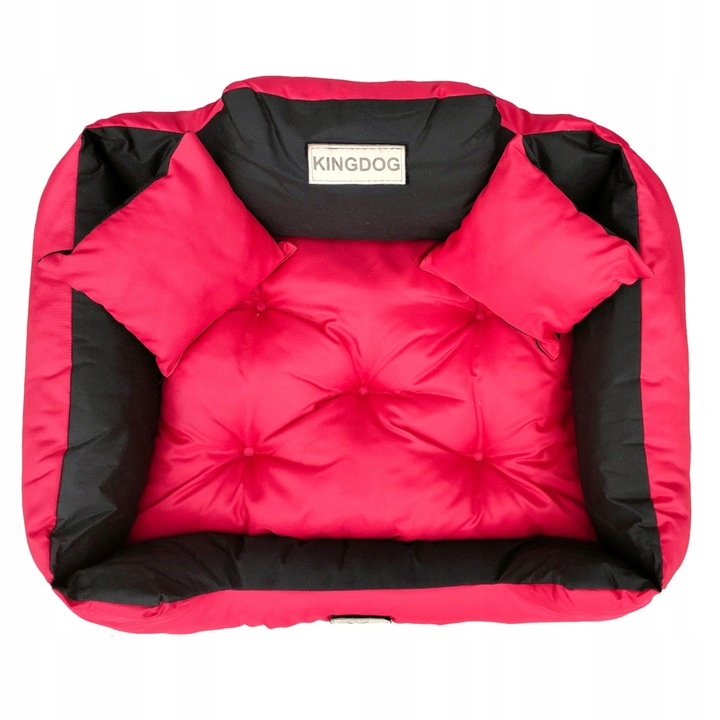 Легло за кучета и котки KingDog, 75x65см, червено, комплект с две възглавници