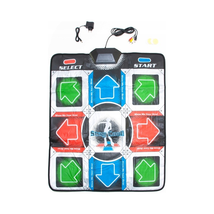 Covoras de dans Stepmania PL, Gotel, design modern, dimensiuni 93x83cm, set cu CD