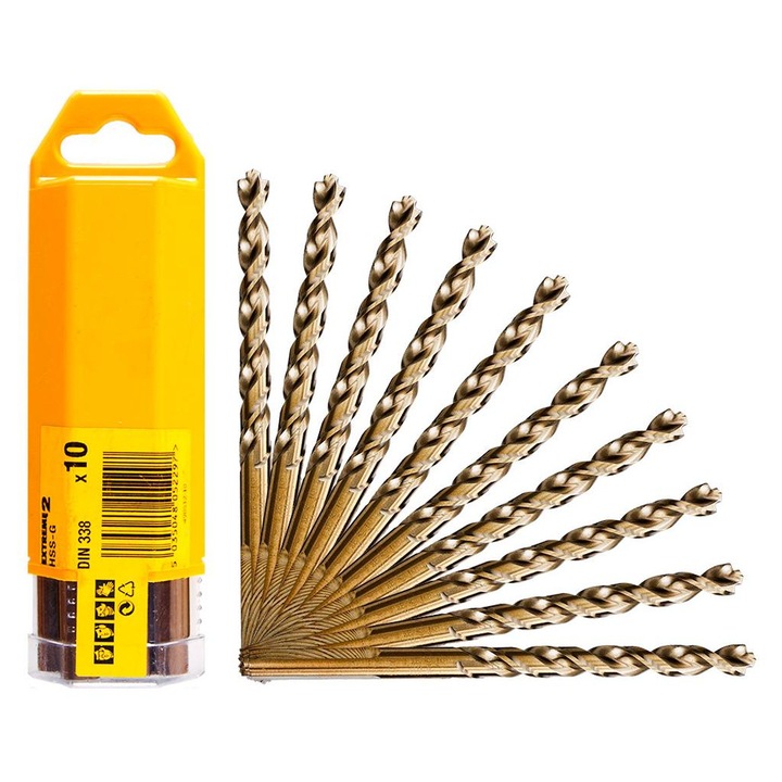 Set 10 burghie metalice EXTREME 2 HSS-G 5,2x86mm DeWALT