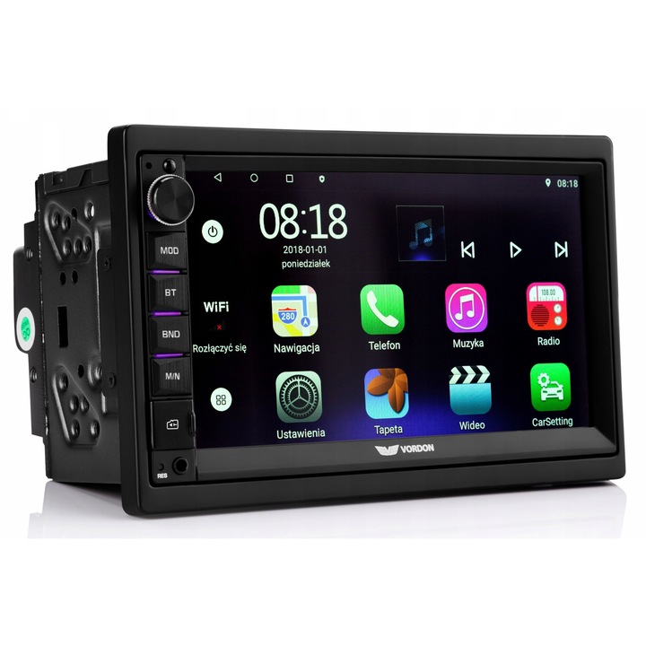 Radio auto Vordon AC-8290, 2-DIN, GPS, Bluetooth, Wi-Fi, 7 inch, multicolor