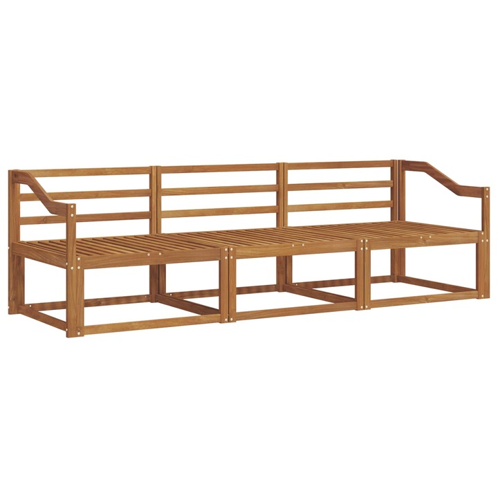 Set de canapele de exterior vidaXL, 3 pcs natural Lemn Solid de Acacia