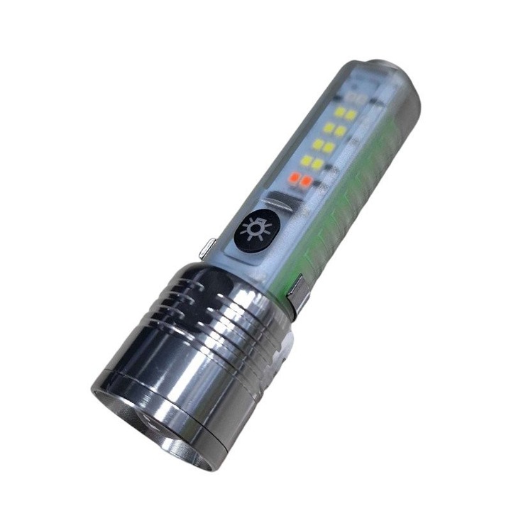 Lanterna LED Tradesor, 800 Lumeni, Red Light + Blue Light, 11x3.5cm
