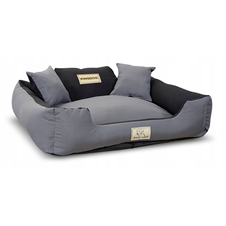 Легло за кучета KingDog, персонализирано, 100x75см, противоплъзгащо, тъмносиво, размер L