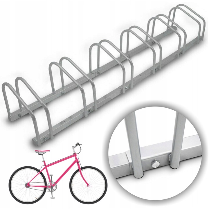 Стойка за съхранение на велосипеди, 6 места, метална, 181x33x28см, антикорозионна