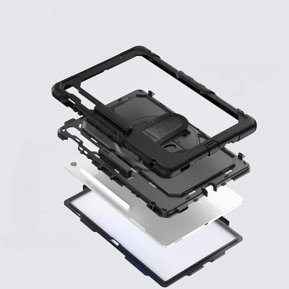 Husa tablete Erbord pentru Samsung Galaxy Tab S10 FE+, pachet cu suport rotativ 360, neagra