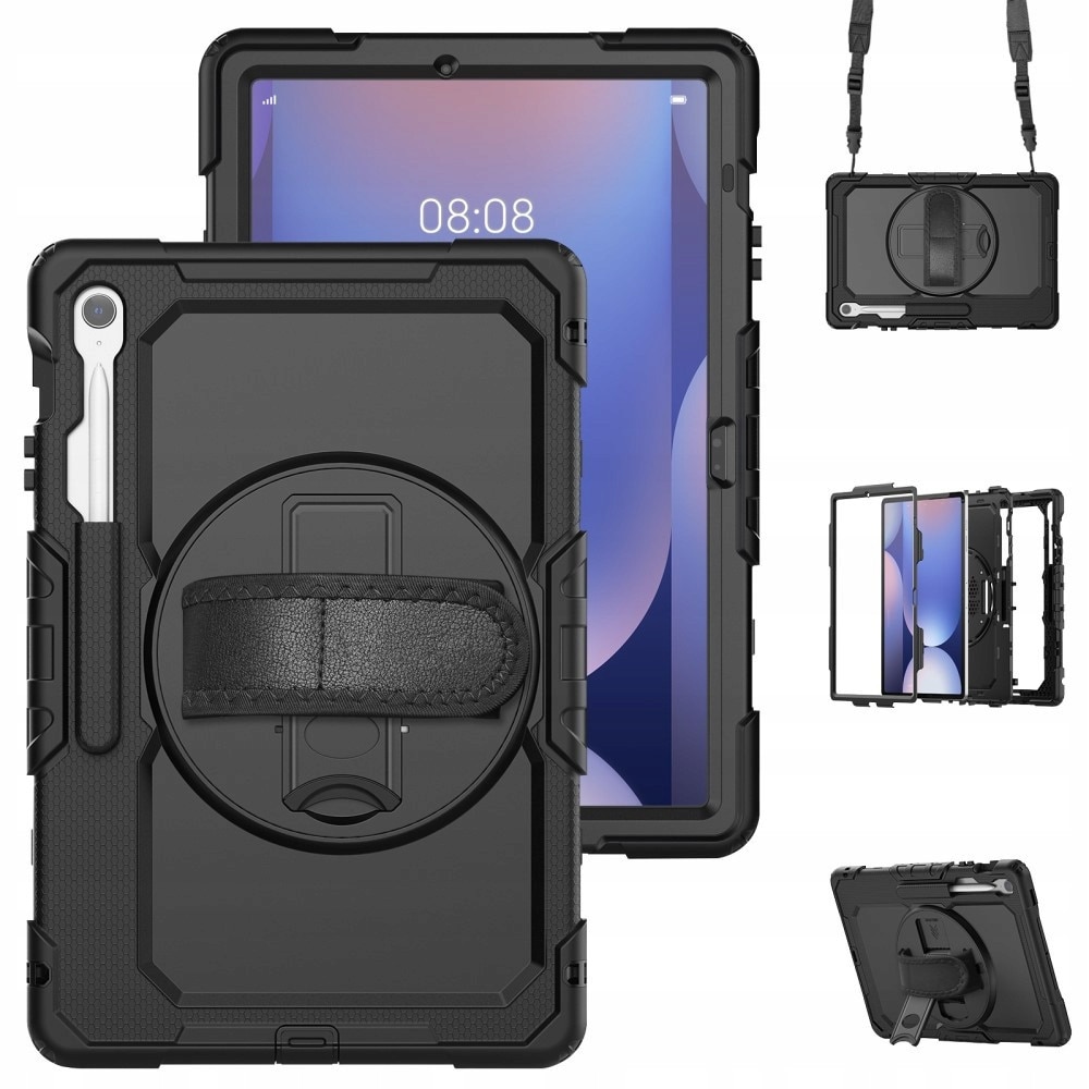 Husa tablete Erbord pentru Samsung Galaxy Tab S10 FE+, pachet cu suport rotativ 360, neagra