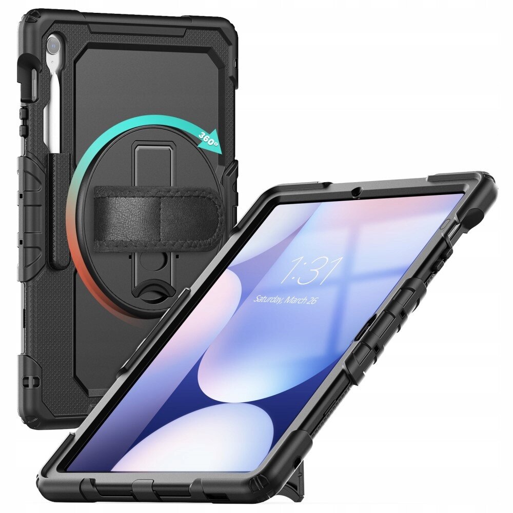 Husa tablete Erbord pentru Samsung Galaxy Tab S10 FE+, pachet cu suport rotativ 360, neagra