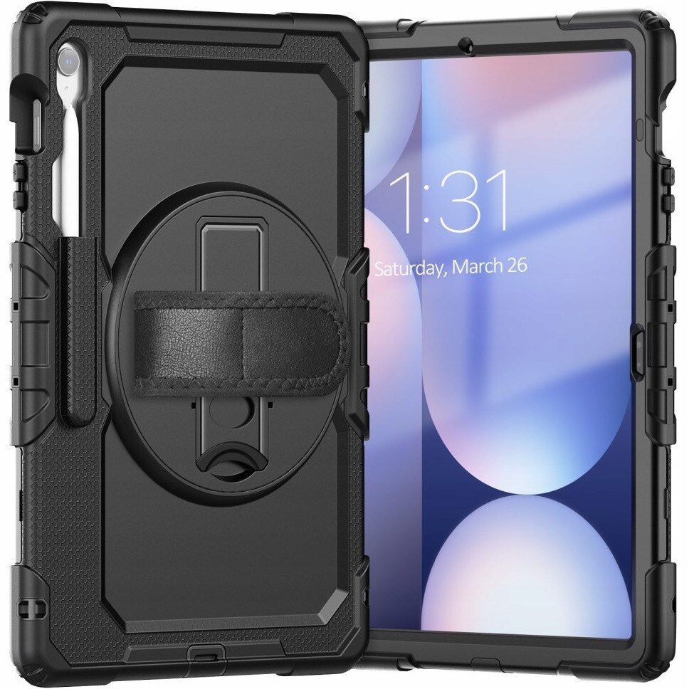 Husa tablete Erbord pentru Samsung Galaxy Tab S10 FE+, pachet cu suport rotativ 360, neagra