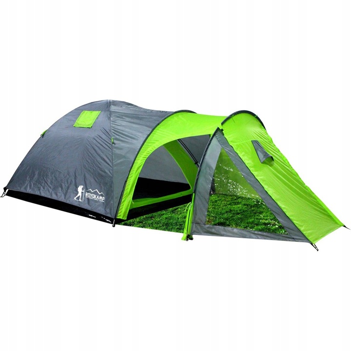 Cort camping 4 persoane Royokamp, 450x210x150cm, impermeabil, greutate 3,7kg