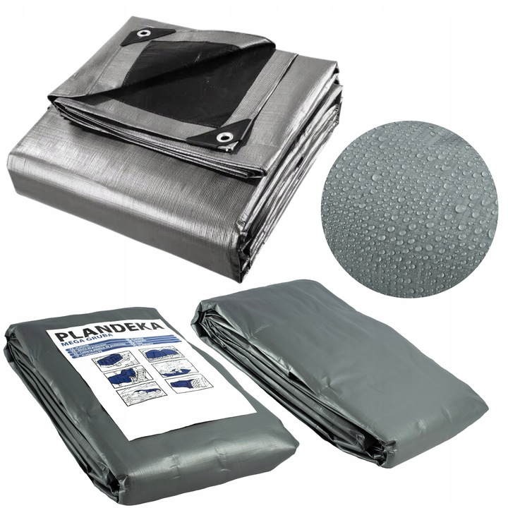 Prelata 5x8m, 260g/m2, argintie, rezistenta la apa si UV