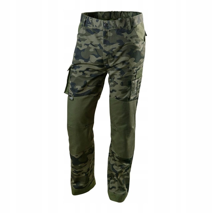 Pantaloni de lucru NEO CAMO, camuflaj, bumbac-poliester, genunchi profilati, buzunare spatioase, L