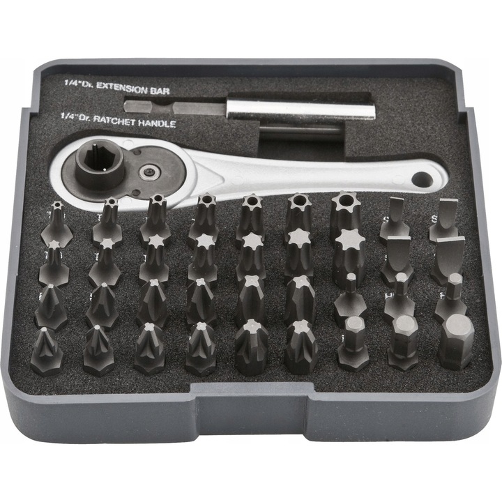 Set surubelnite cu capete, Neo Tools, 38 elemente, otel S2, 1/4"