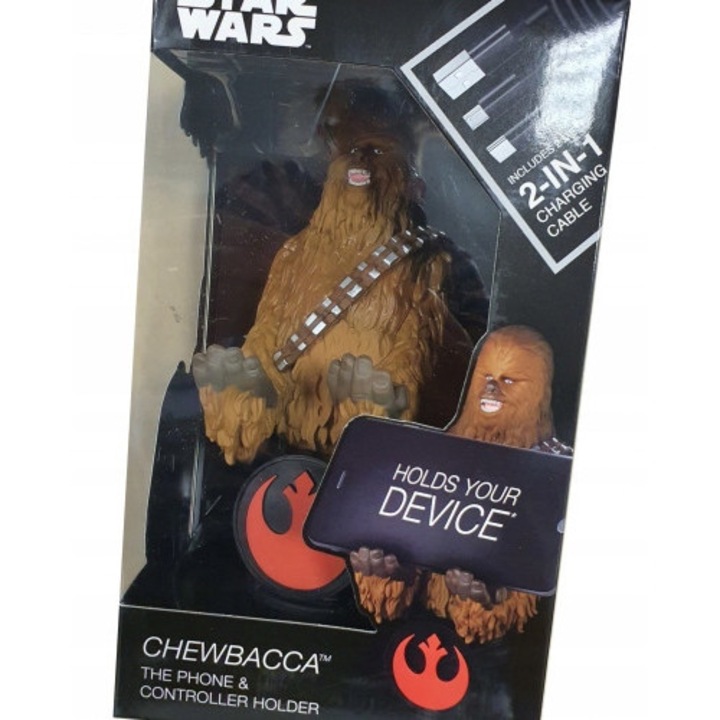 Figurina Star Wars Chewbacca, 20 cm, cu cablu 2in1 micro USB/USB C, set