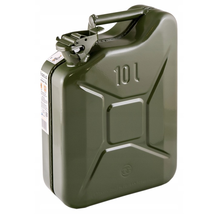 Canistra GELG 10L, verde RAL 6003, din otel, rezistent la combustibili, pentru transport si stocare lichide