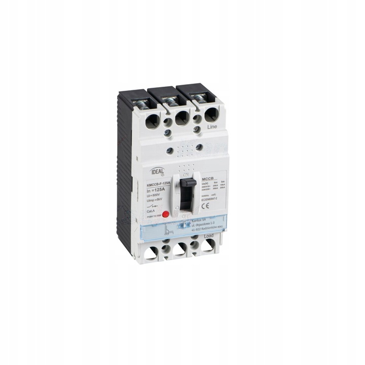 Компактен прекъсвач Kanlux KMCCB-F-125A, 3 полюса, 125A, 230/400V, IP20, бял, 1 бр